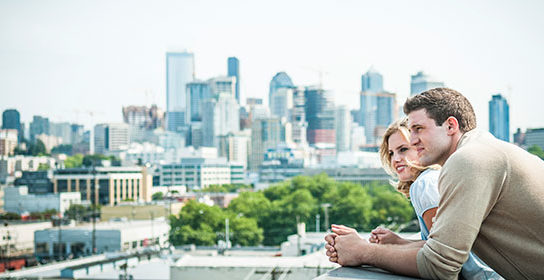 couple looking out over city