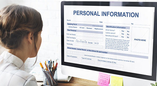 woman entering personal info blog