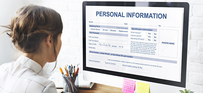 woman entering personal info blog